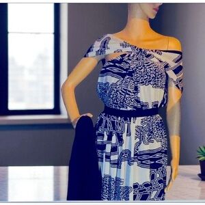 Ark & Co B & W Maxi dress twisted back V Neck S